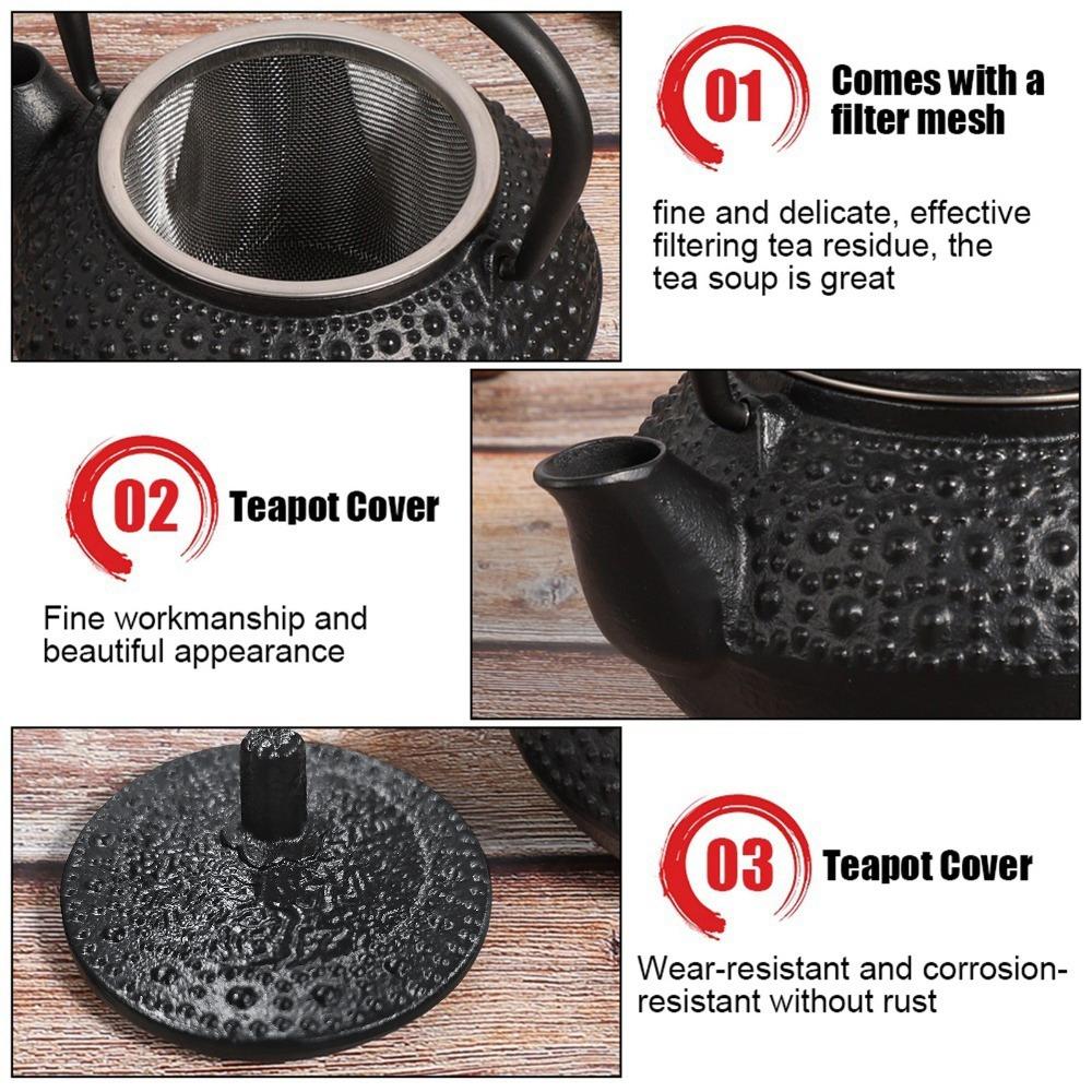 Raindrop Cast Iron Teapot Hammered Texture Loose Leaf Tea Kettle Tea Kettle Boiler For Home