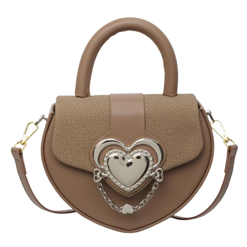 Heart Shaped Design Splicing Color Crossbody Bag Women New Fashion Love Metal Buckle One Shoulder Bag Korean Versatile Handbag