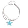 #1Pc Boho Large Resin Starfish Pendant Choker Necklace For Women Trendy Multilayer Rope Chain Summer Beach Vacation Jewelry Gift