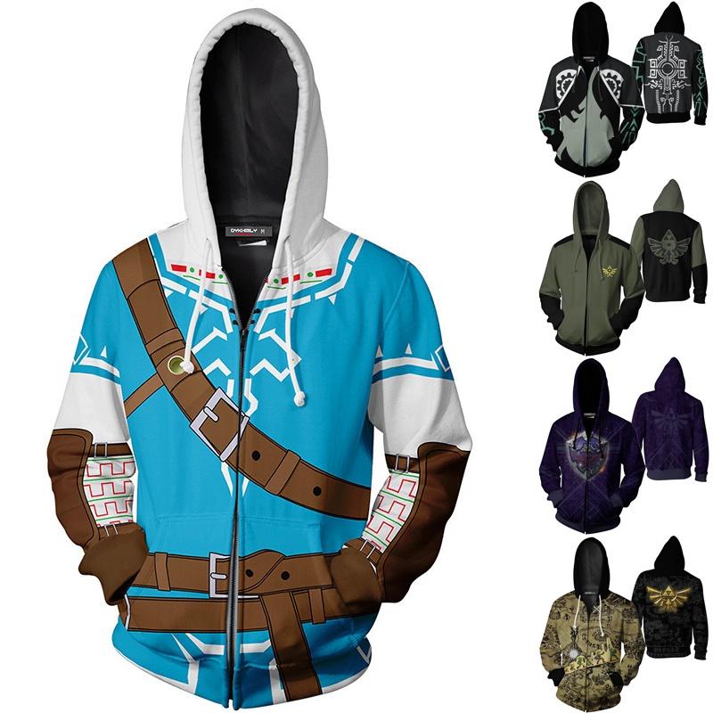 The Game Legend Of Zelda Cosplay Hoodies 3d Zip Sweatshirt Jacket Coat Pullover