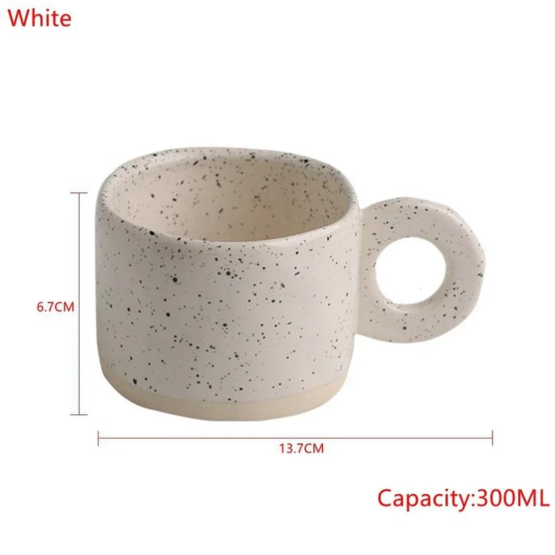 300ML Creative Ring Handle Ceramic Mug Milk Coffee Cup Office Home Drinkware Microwave Oven Couple Hand Grip Cups