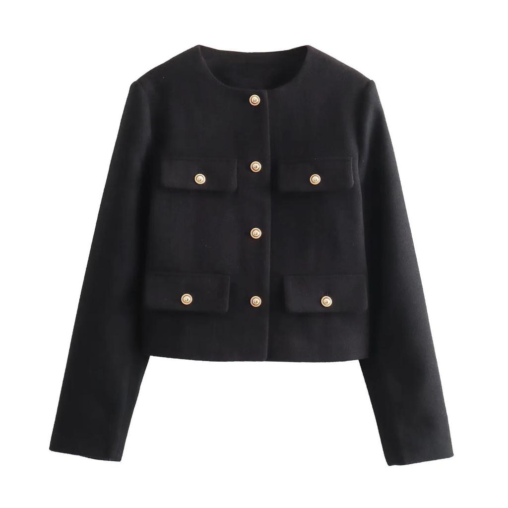 Europäische und Amerikanische Damen Trendige Klapphülle Kurze Anzugjacke