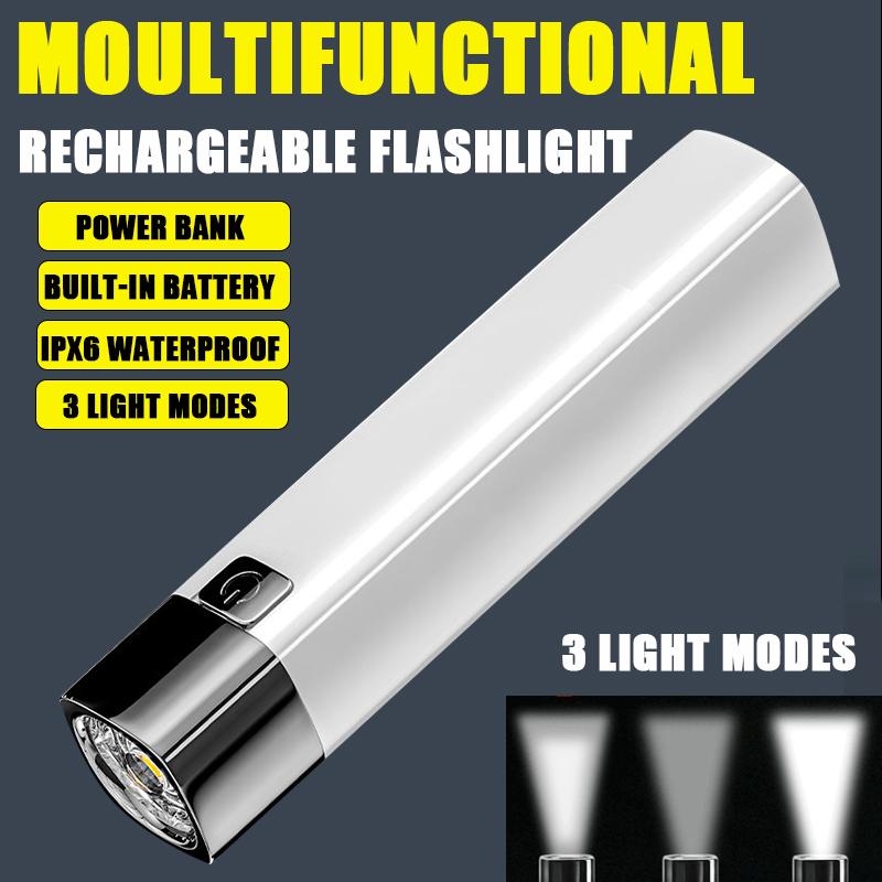 Portable Mini Flashlight LED Ultra Bright Torch Searchlight Portable USB Rechargeable Emergency Lamp Outdoor Camping Lighting