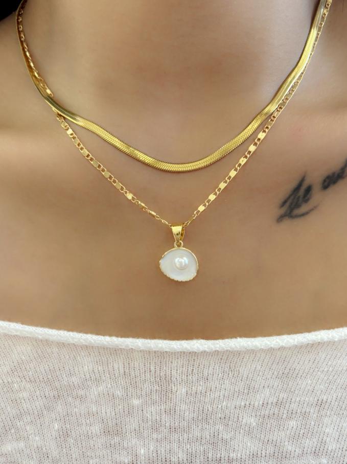 Vintage Shiny Shell Starfish Pendant Necklace for Women Simple Multilayer Thin Chain Choker Bridal Neck Jewelry