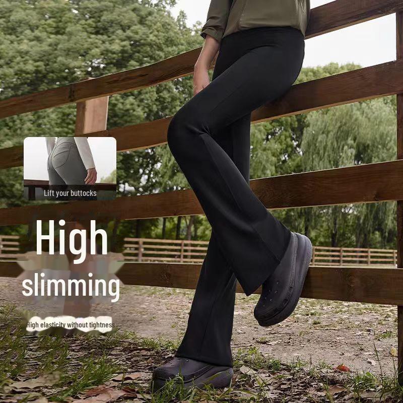 

High-Waisted Elastic Bell Bottom Yoga Pants - Hip-Lifting, Slimming Leggings for Women M чорний