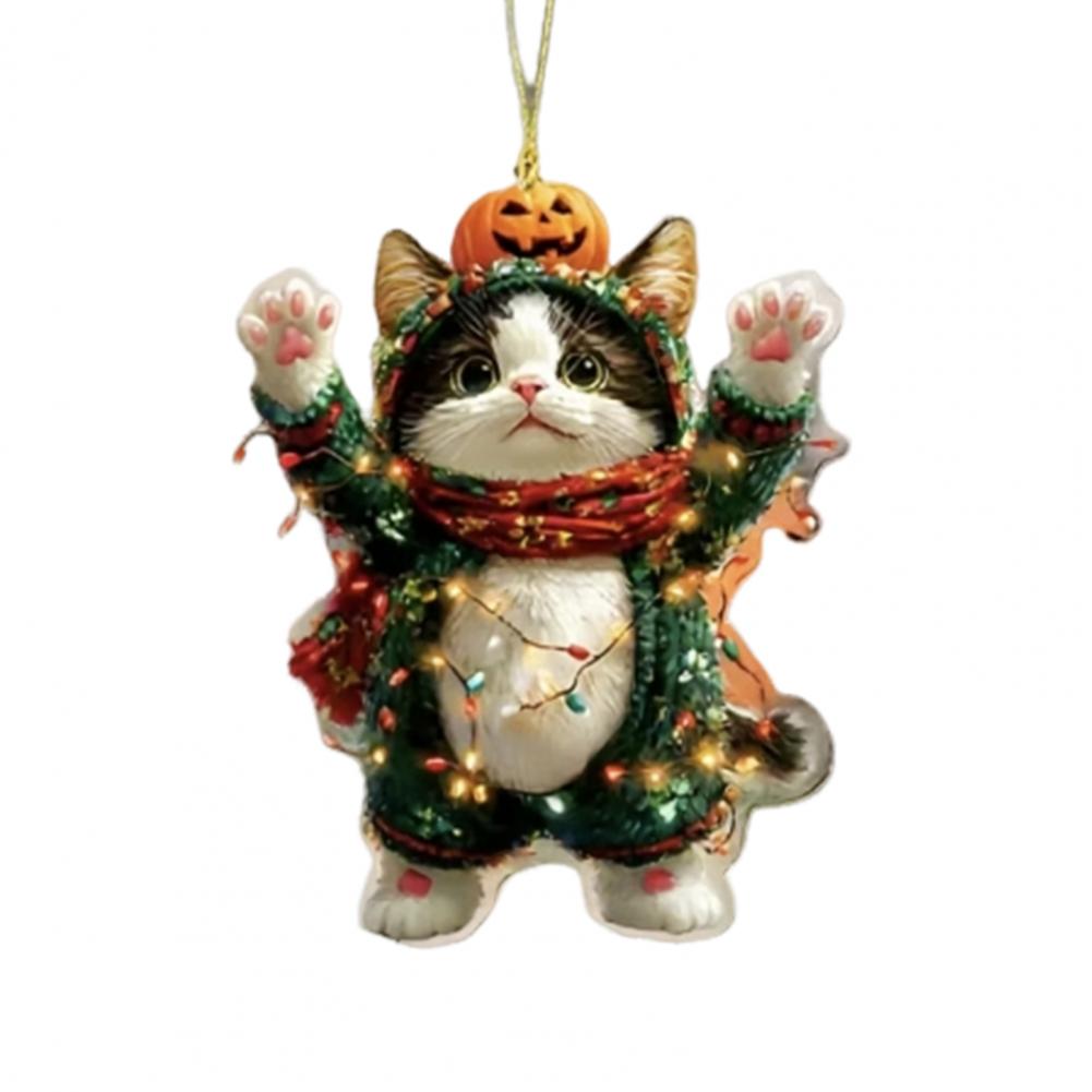 

Acrylic Car Pendant Cartoon Car Mirror Decor Spooky Halloween Car Accessories Skull Cat Rearview Mirror Pendant for Backpack