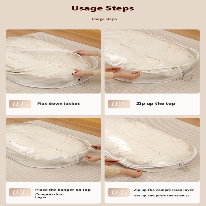Down Jacket Compressed Dust Cover Wardrobe Clothes Dust Bag Household Visible Transparent Window Hanging Clothes Bag With Zipper