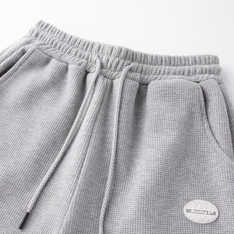 Adjustable Waistline Pants Men's Spring/fall Street Style Sport Trousers with Side Pockets Drawstring Elastic Waist Ankle-banded