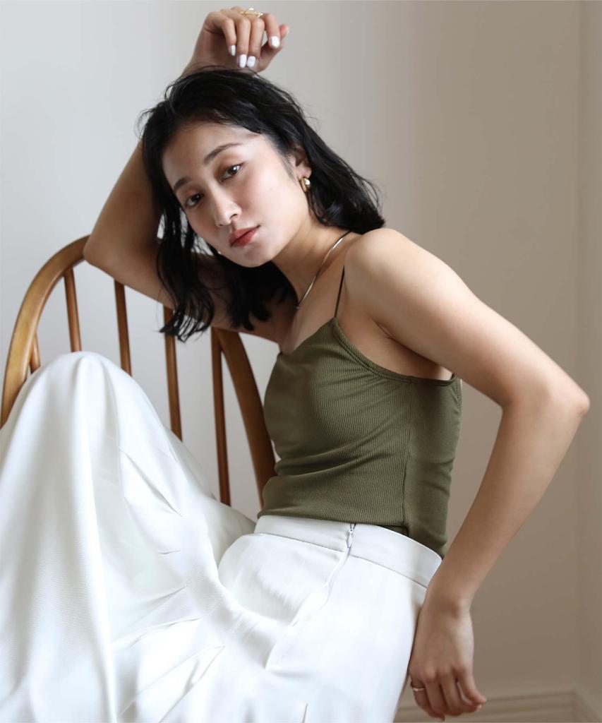 Yours Simple Camisole with Size BFXU1747 Cups, Amphibious, Women's, S, Khaki,