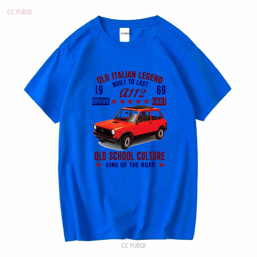 VINTAGE ITALIAN CAR AUTOBIANCHI A112 1969 NEW COTTON T SHIRT Long Sleeves Vintage Washed Unisex Fashion Graphic Stylish Soft