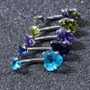Damen Sexy Doppelherzförmiger Kristall Zirkon Bauchnabelpiercing Bar Chirurgischer Stahl Strass Körperpiercing Schmuck