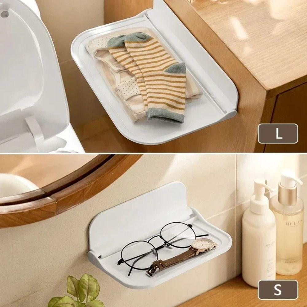 Phone Holder Wall Shelf Folding Plate Wall Mounted Shelf Home Organizer Storage Rack  Towel