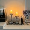 Luxury Wedding Decor Pillar Candle Container with Metal Base Tea Light Holder Glass Candle Holder Candlestick Birthday Gifts