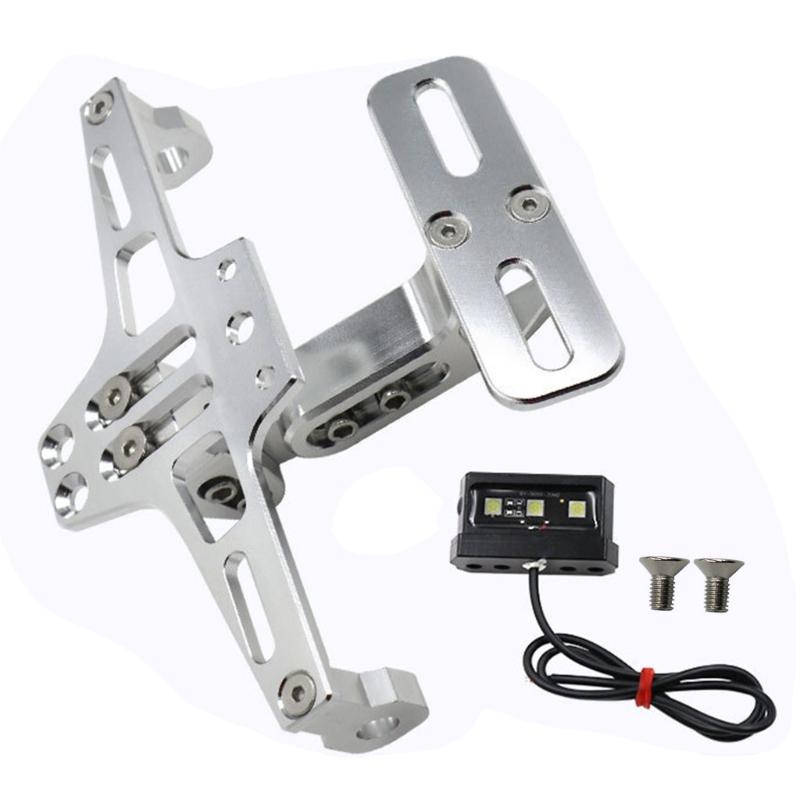 Motorcycle License Plate Mount With LED Light Adjustment License Plate Frame Set