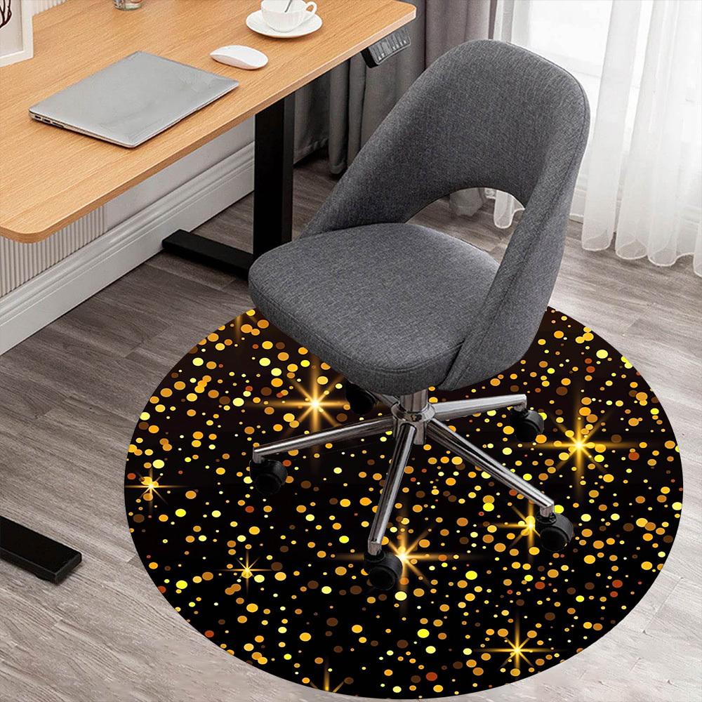 1 Stück Goldene Funkelnde Runde Stuhlmatte Teppich - Rutschfest, Bodenschutzmatte für Büro, Schlafzimmer, Heimdeko Weihnachtsgeschenk p0811189