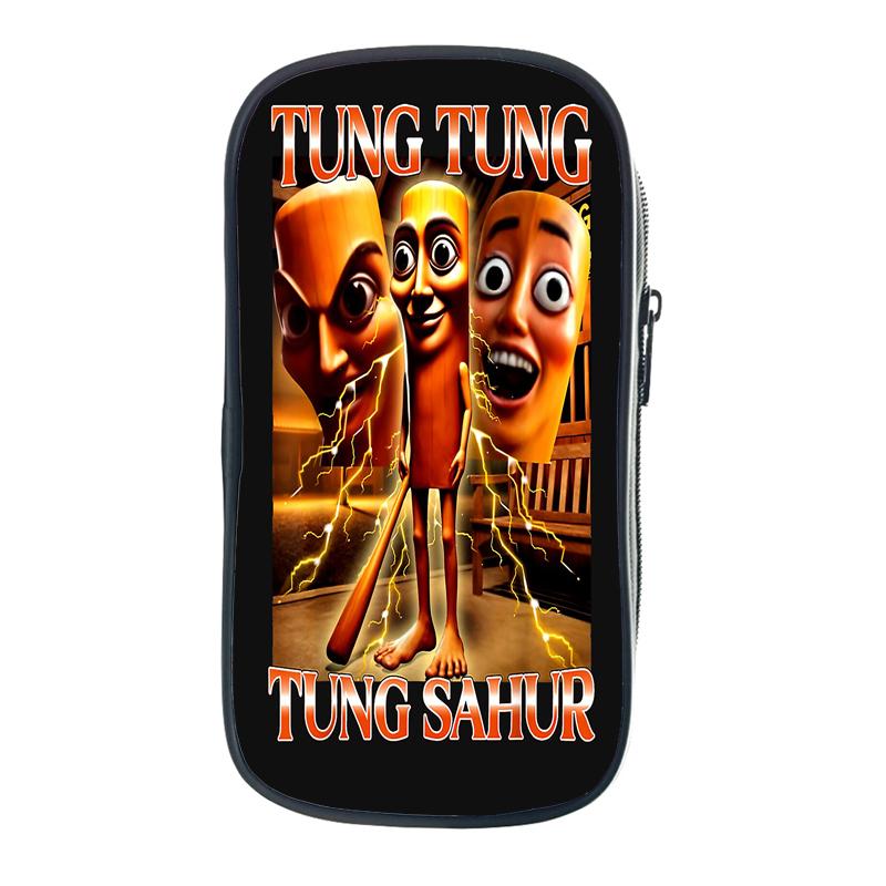 Tung Tung Tung Sahur Pencil Case Italian Brainrot Kids Pencil Bag Nylon Bombardiro Crocodilo Children School Supplies Stationery