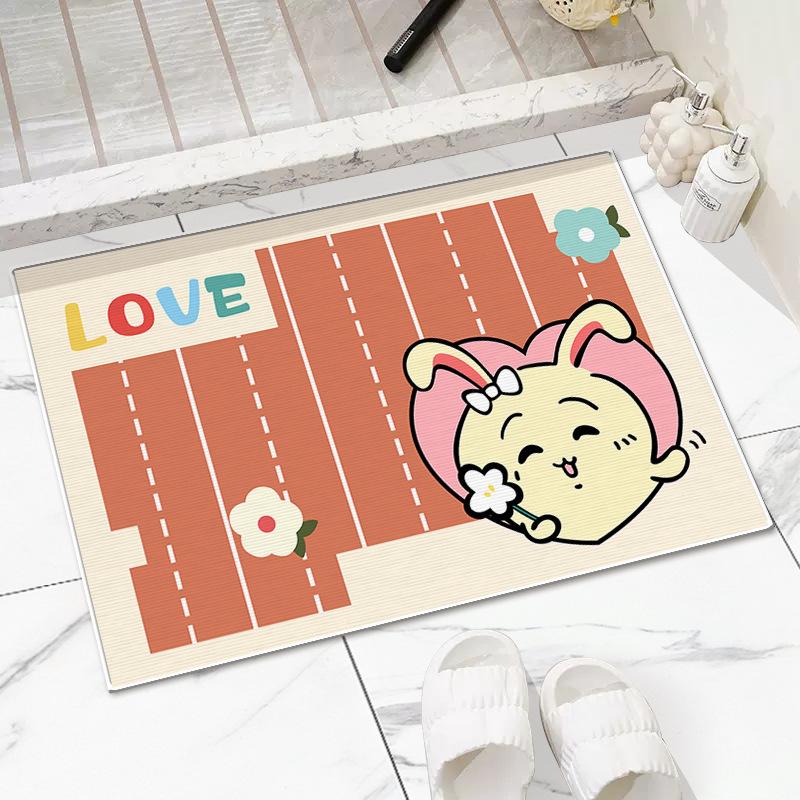 

Мультяшный милый коврик для гостиной, диатомовая грязь, мягкий впитывающий коврик для ванной, нескользящий быстросохнущий коврик для туалета 50 * 80Cm [Crystal Fleece]