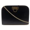 ChainShoulder Shoulder Bag P21-0587 Gancini 2-way Clutch Black Calfskin Women Used
