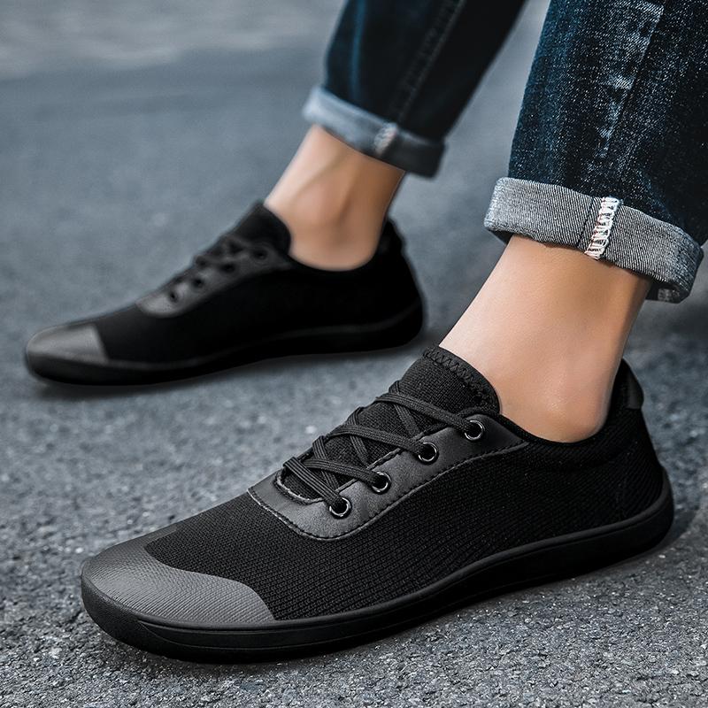 2024PINGKEE Wide Toe Square Footed Men's Simple Barefoot Shoes with a Zero Drop Sole Crossfit Leather Sports Shoes for Men Shoes