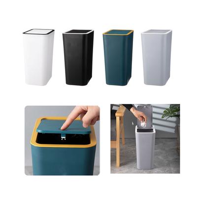 Versatile Plastic Trash Bin with Push Down Lid for Kitchen Bedroom Bathroom Office Spaces Waste Bin for Daily Use
