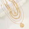 5 Pcs Vintage Punk Coin Pendant Necklace Set for Women Men Fashion Hip Hop Multilayer Thick Chain Necklace Daily Jewelry Gift