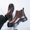 Retro British Style Men's High-top Martin Chelsea Boots - Large Size, Thick Sole, Versatile Workwear Design.