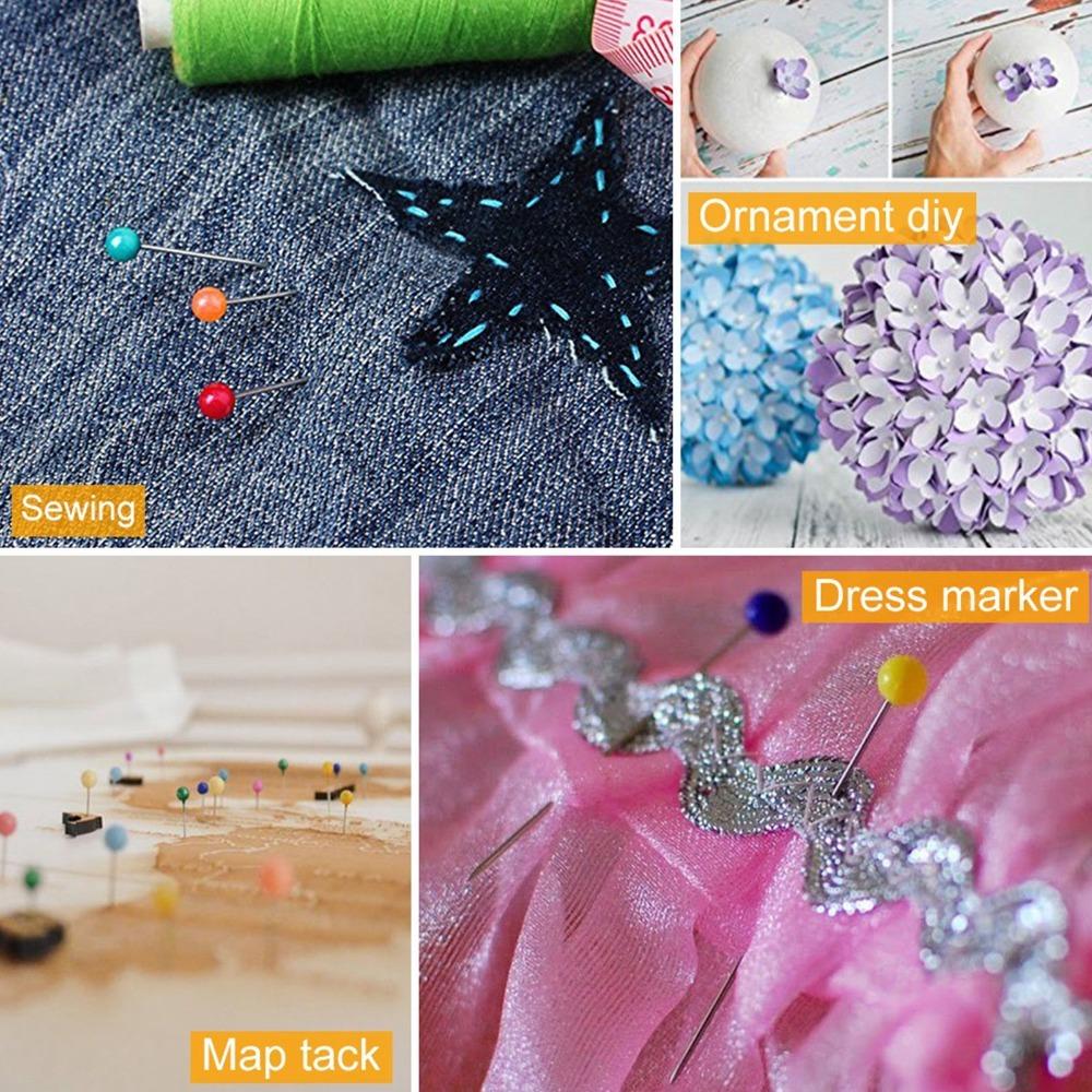 1000pcs Multicolor Glass Ball Head Pins 1.45 Inch Straight Pins Dressmaking Pins  Flower Decoration