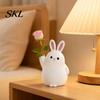 Animal Theme Decor 3D Printed Rabbit Vase Ornament, White Bunny Flower Holder Decorative Container, Shape Desktop Decoration for Home Office Dried