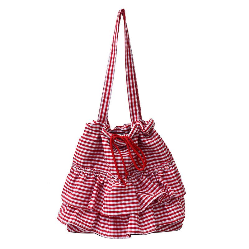Fashion trendy large-capacity canvas bag women's 2025 new floral plaid tote bag shoulder women's bag