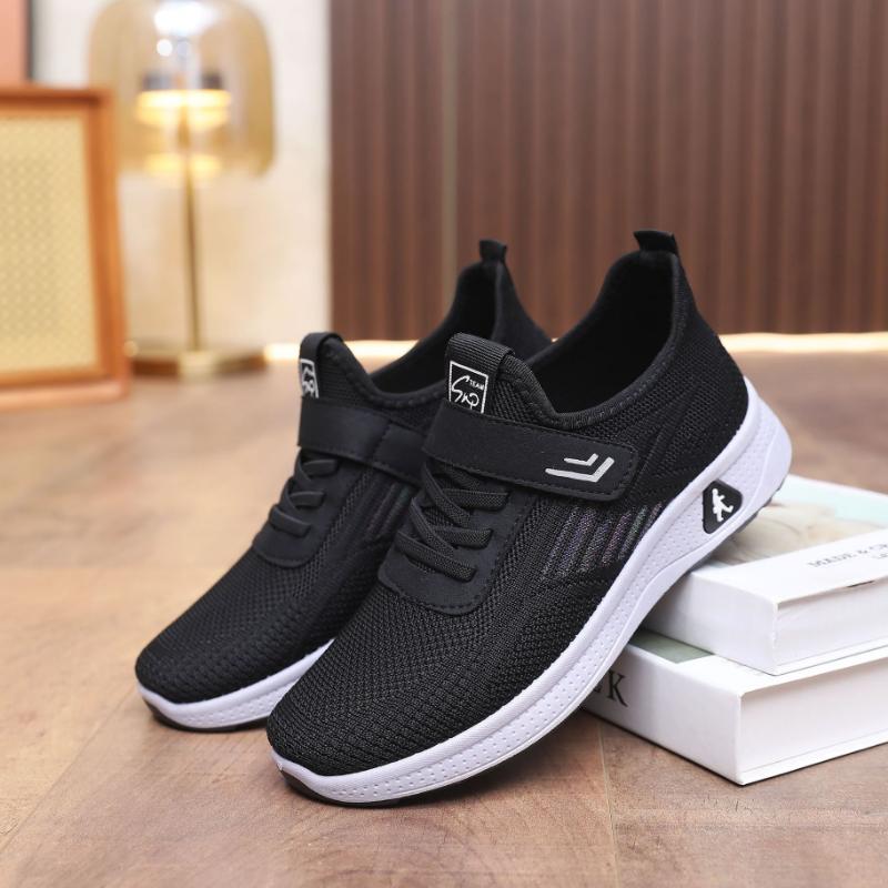 Spring and Summer Breathable Flyknit Walking Shoes Women's Casual Sports Anti-Slip Cloth Shoes for Middle and Old Age