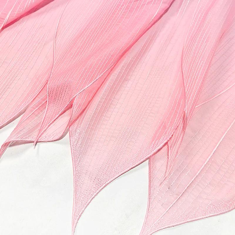 Chinese Hanfu Fabric 50X150Cm Chiffon Embroidery Diy Cloth for Hanfu Shirts, Gradient Leaf Print Soft Sewing Material for Dress