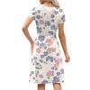 Women's Casual Fashion Round Neck Pleated Short Sleeve Retro Floral A-Line Midi Dress