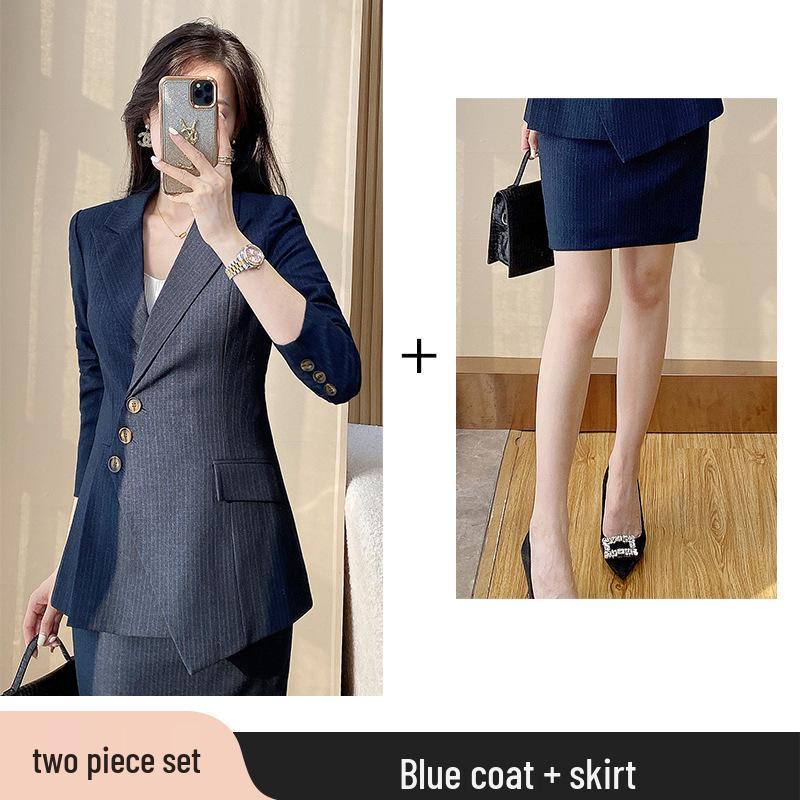 Women's High-End Striped Suit Set - Autumn 2024 Fashion, Elegant Professional Wear, Formal Goddess Style