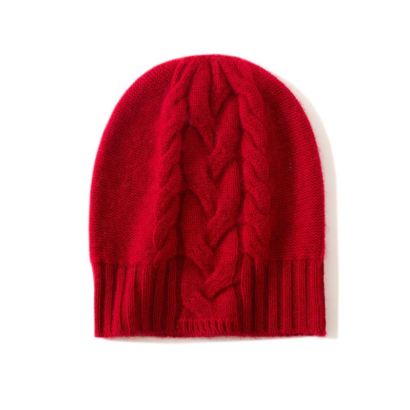 Cashmere 2025 Autumn/Winter Women's High-End Cable Knit Thick Warm Fashion Hat