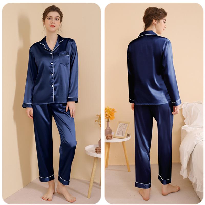 Plus Size Women's Silk Pajama Set - Long Sleeve & Pants for Spring/Summer