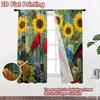 2D Flat Printing,2pcs Colorful Birds and Sunflowers Chic Curtain Fabric Durable 100% Polyester Fabric Curta Decorations