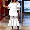 Women's Lace Off-the-Shoulder Fishtail Evening Dress