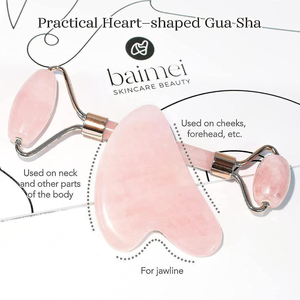 Jade Roller & Gua Sha, Face Roller, Facial Beauty Roller Skin Care Tools,  Rose Quartz Massager For Face, Eyes, Neck, Body Muscle Relaxing And Relieve
