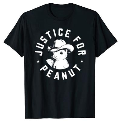 Gerechtigkeit für Peanut das Eichhörnchen T-Shirt P'Nut Fans Geschenk Grafik Kurzarm 100% Baumwolle Weich Unisex O-Ausschnitt T-Shirts EU Größe