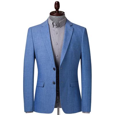 Herrenanzug Frühling und Herbst Dünner Freizeitanzug Blau Bügelfrei Slim Fit Kleiner Anzug Herrenanzug