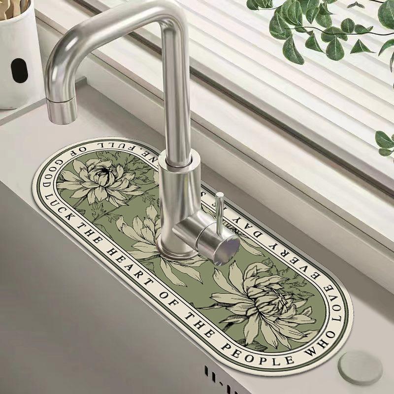 Sink Faucet Drain Pad Table Mat Mud Absorbent Pad Non-slip Anti-mildew Mat for Kitchen