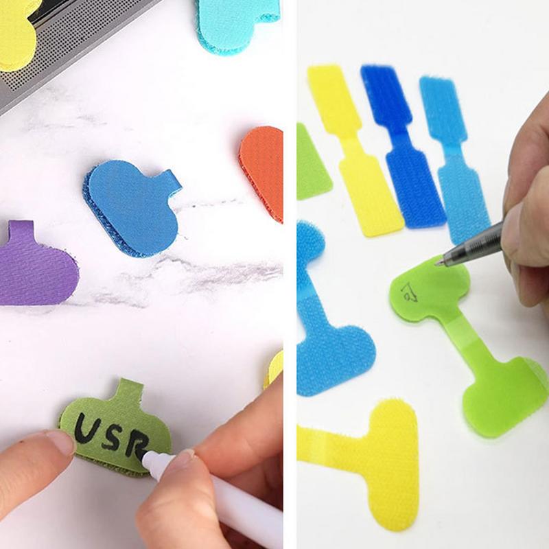 32pcs Writable Data Cables Label Reusable Multi-Color Nylon Tags Erasable Wire Headphones Markers Home Office Storage Supply