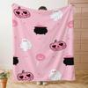 Pink Pumpkin Ghost Cauldron Lollipop Halloween Throw Blanket Balcony Reading Nook Blanket Guest Den Living Room Sunroom Gifts
