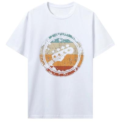 Bajo Vintage Guitar Print T-shirt Streetwear Available As Birthday Gift for Everyday Tops for Both Men and Women