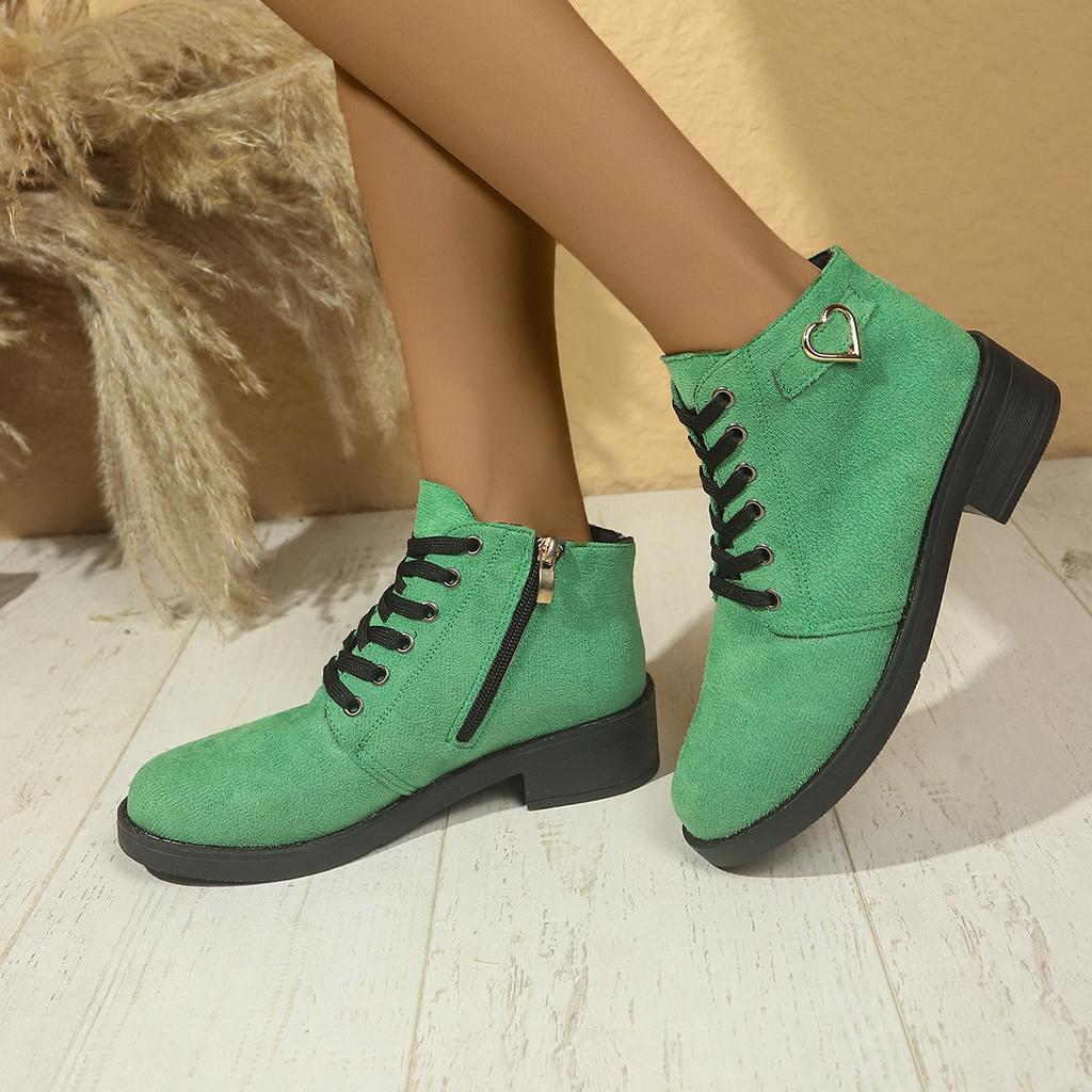 Large Size Block-heeled Boots for Women, New British-style Casual Fashion for Autumn/winter 2025, Versatile Lace-up Boots Women