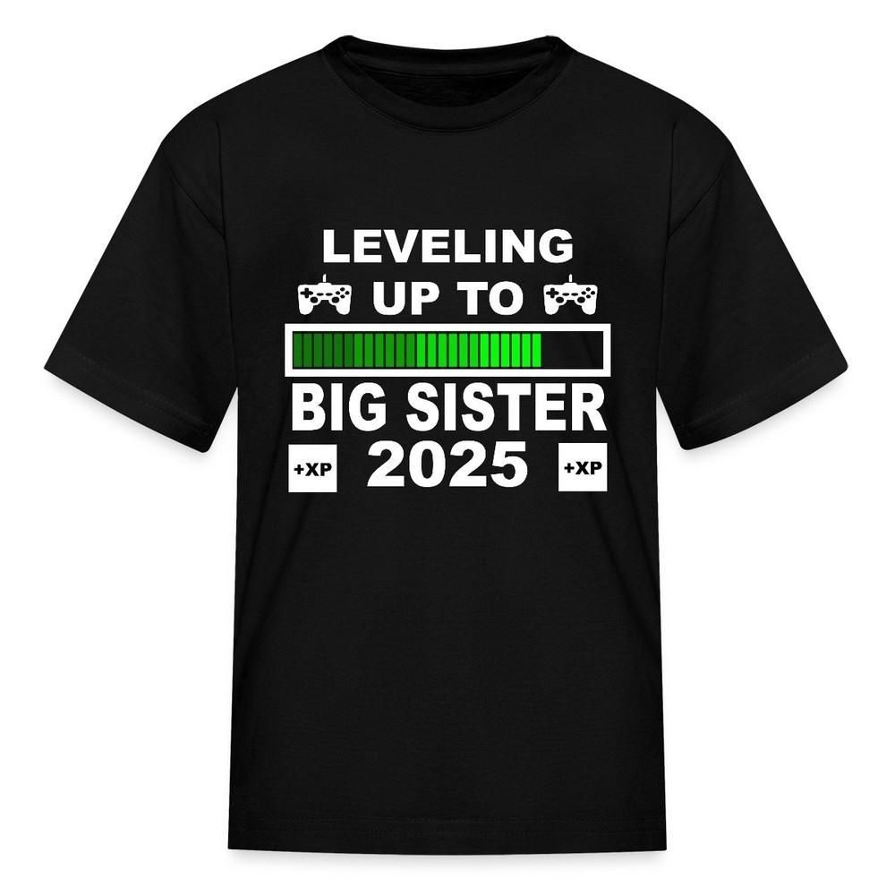Level Up to Big Sister 2025 Gamer Girl Gaming Kid s T-Shirt L