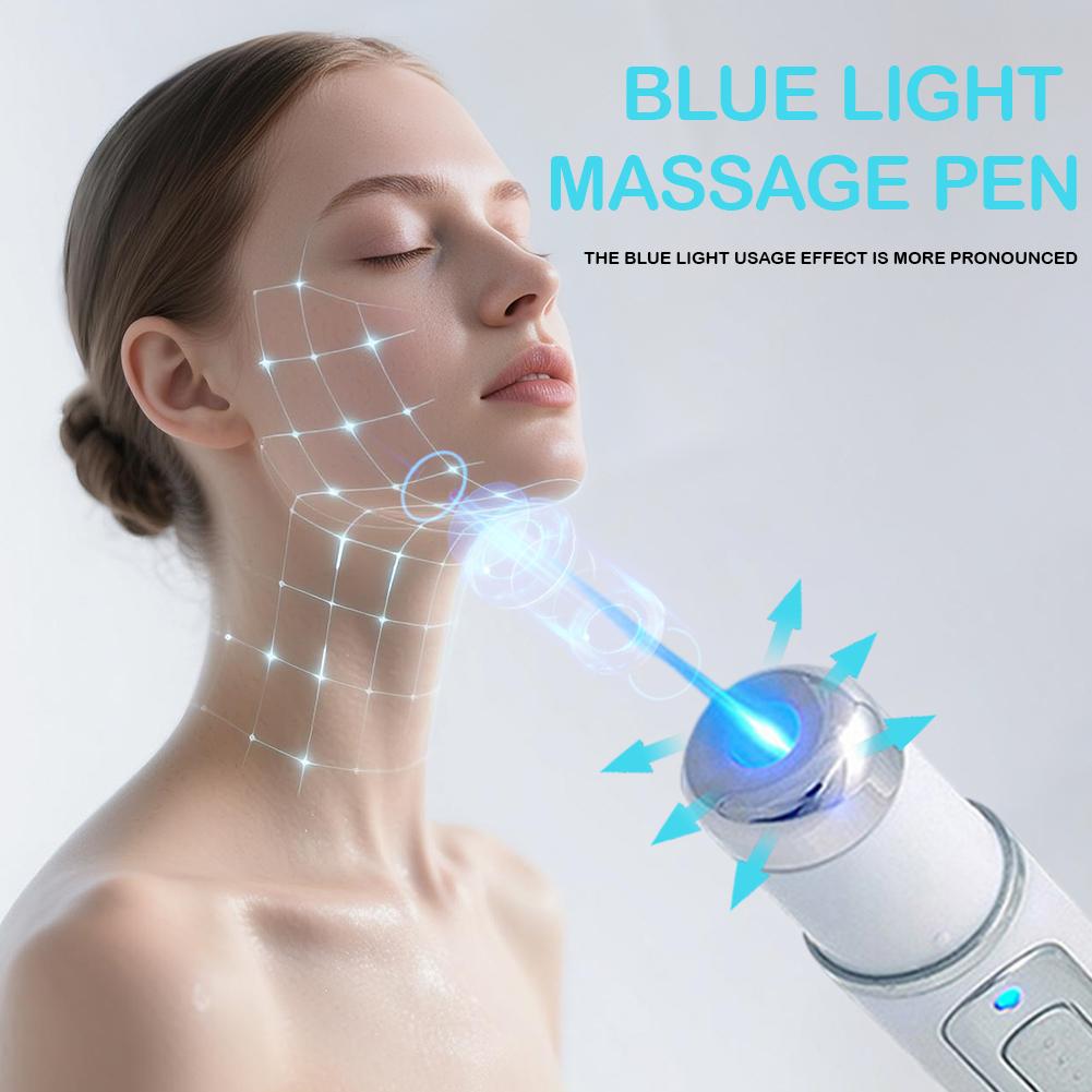 Blue Light Acne Pen Heated Eye Massager Eye Massage Instrument for Dark Circles Eye Bags Puffiness Under Eyes Beauty Pen