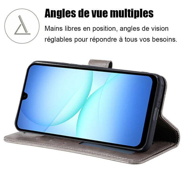 Coque de Protection - BOOLING - Samsung Galaxy A17 4G/5G - Cuir PU Marron Géométrique - 2 Vitres