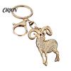 Bag Decor Accessory Sparkling Rhinestone Goat Keychain, Golden Plated Key Ring for Men Animal Chain Women, Decorative Keychain Car Keys Handbags