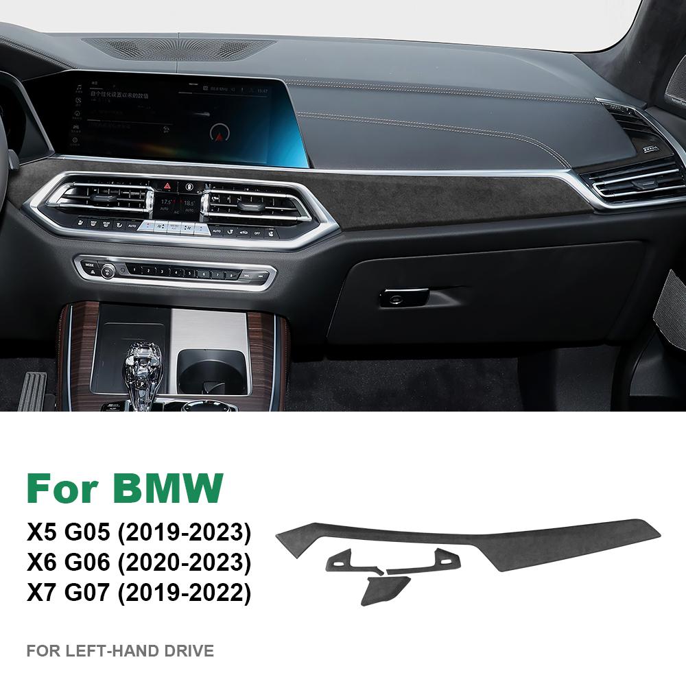 Italy Super Suede Car Co-pilot Dashboard Trim Cover for BMW X5 X6 X7 G05 G06 G07 2020-2022 Decorative Sticker LHD Accessories